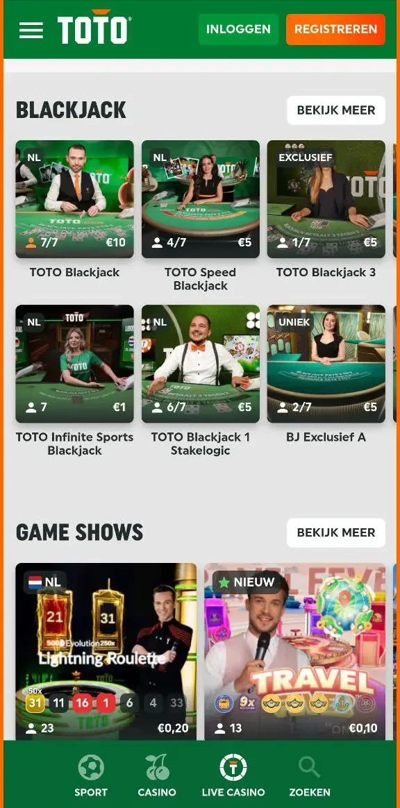 app toto live casino pagina