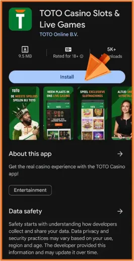 Start het installatieproces van de TOTO-app